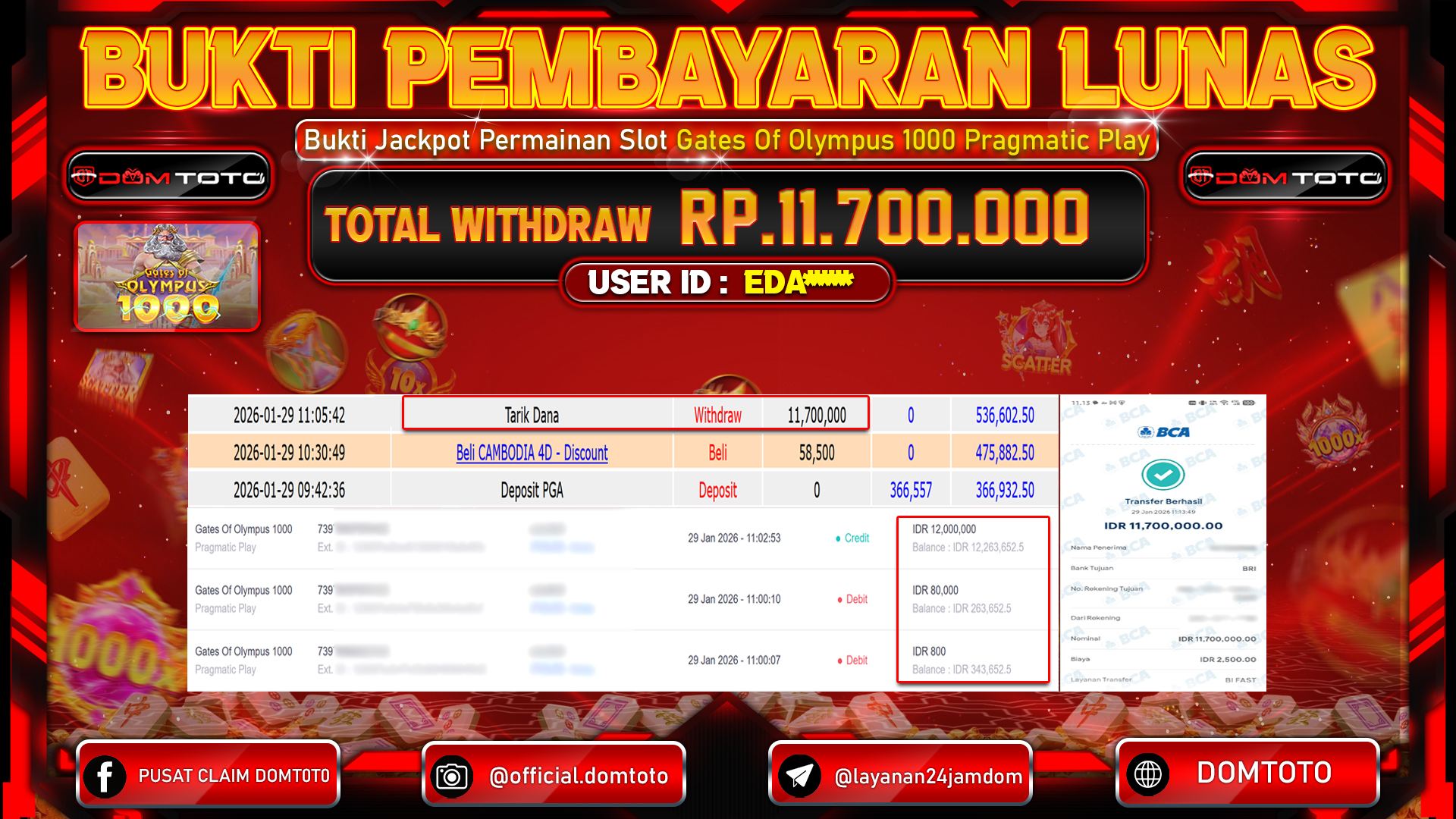 JACKPOT SLOT Gates Of Olympus 1000 29 JANUARI 2026